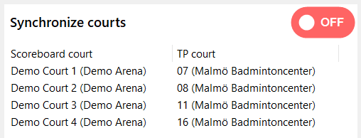 Image of the court setup list box